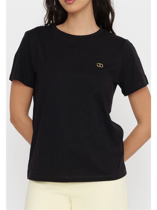 T-shirt con logo Oval T di strass TWINSET | TT2040/00006